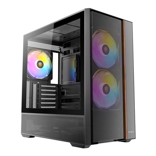 Antec FLUX REAR Tempered Glass ATX Mid-Tower Computer Case - Black — vista 1