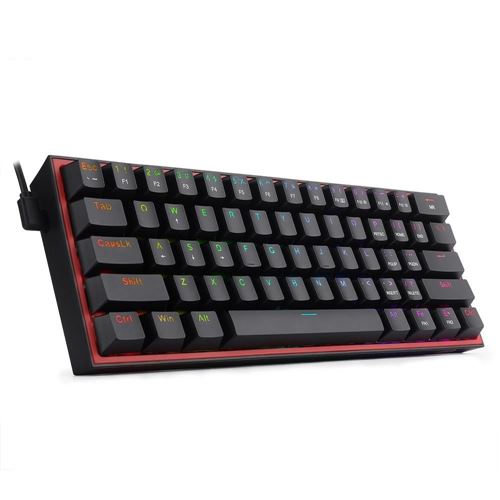 Redragon MCK617 Fizz 60% Compact RGB Wired Mechanical Keyboard, 61 Keys TKL - Black/ Red - — vista 1