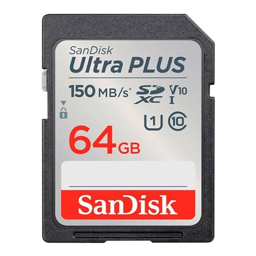 Sandisk 64GB Ultra PLUS SDXC Class 10 / U1 / UHS-1 / V10 Flash Memory Card — vista 1