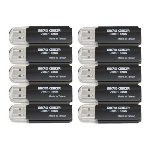 Micro Center 32GB SuperSpeed USB 3.1 (Gen 1) Flash Drive - Black (10 Pack) — vista 1