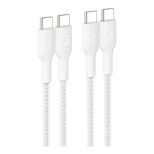 Belkin BoostCharge USB Type-C TO USB Type-C 240W 2.0 Pack of 2 Cables (White) - 1 Meter — vista 1