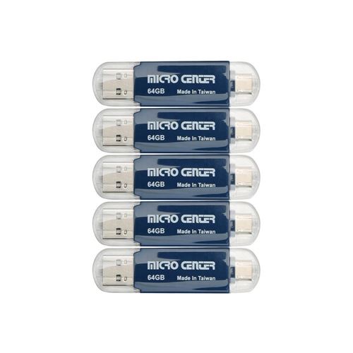 Micro Center 64GB Dual SuperSpeed USB 3.1 (Gen 1 Type-A/ Type-C) Flash Drive (Blue) - 5 Pa — vista 1