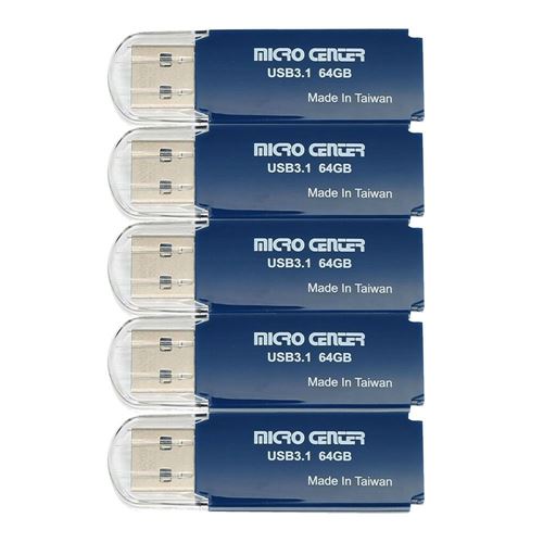 Micro Center 64GB SuperSpeed USB 3.1 (Gen 1) Flash Drive - Blue (5 Pack) — vista 1