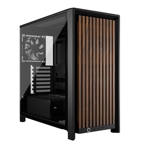 Corsair FRAME 4000D WOOD RS Tempered Glass ATX Mid-Tower Computer Case - Black Walnut — vista 1