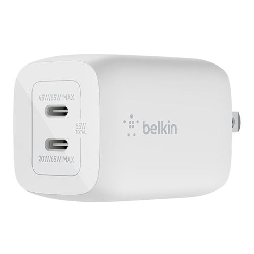 Belkin BoostCharge Pro 65W Dual USB Type-C GaN Wall Charger (White) — vista 1
