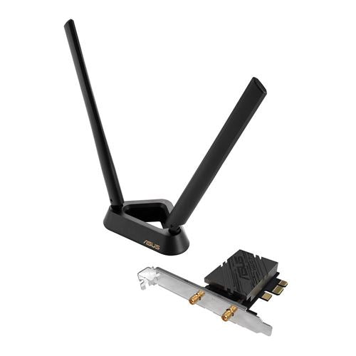 ASUS PCE-BE92BT BE9400 Tri-Band WiFi 7 PCIe WiFi and Bluetooth Adapter, heat sink, externa — vista 1