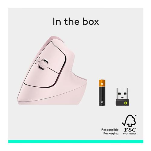 Logitech Lift Vertical Ergonomic Wireless Mouse - Rose — vista 1