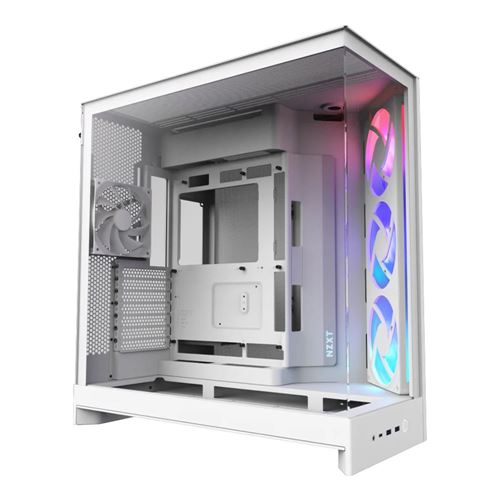 NZXT H9 Flow RGB Tempered Glass ATX Mid-Tower Computer Case - White — vista 1