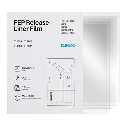 Elegoo FEP Film for Mars 4/5/5 Ultra (5 Pack) — vista 1