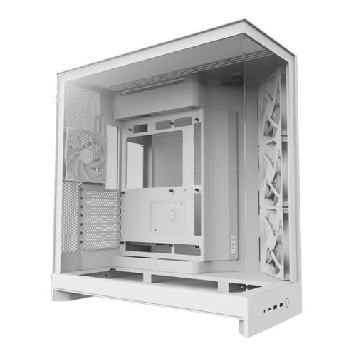 NZXT H9 Flow Tempered Glass ATX Mid-Tower Computer Case - White — vista 1