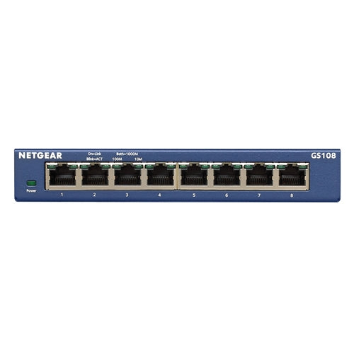 NETGEAR GS108 8-Port Gigabit Ethernet Unmanaged Switch
Desktop, ProSAFE Limited Lifetime — vista 1