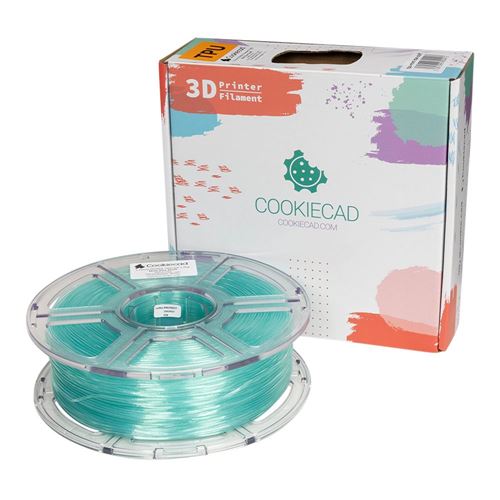 Cookiecad 1.75mm TPU 3D Printer Filament 1.0 kg (2.2 lbs.) Spool - Mint Star Stuff — vista 1