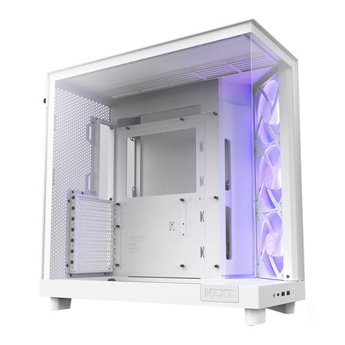 NZXT H6 Flow RGB Tempered Glass ATX Mid-Tower Computer Case - White — vista 1