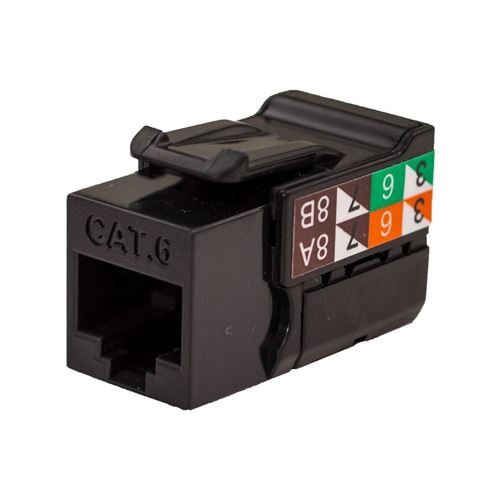 Vertical Cable CAT6 RJ45 Keystone Jack - Black (25 Pack) — vista 1