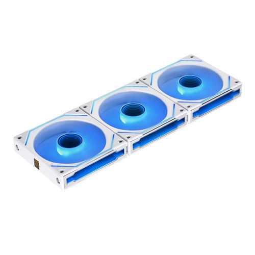 Lian Li UNI FAN SL-INF FLEX Reverse Blade 120mm Fluid Dynamic Case Fan - White (3 Pack) — vista 1