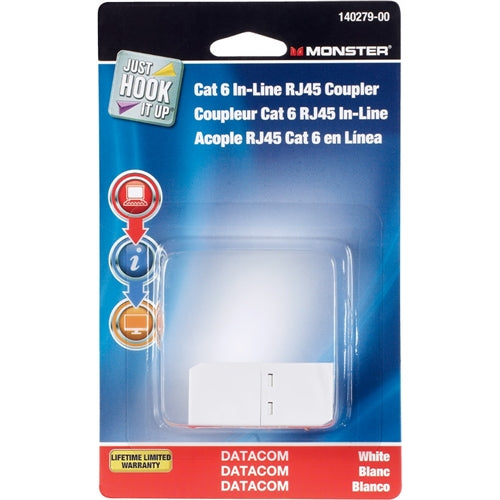 Just Hook It Up CAT 6 RJ-45 Female to RJ-45 Female In-Line Coupler - White — vista 1