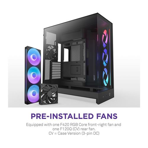 NZXT H9 Flow RGB Tempered Glass ATX Mid-Tower Computer Case - Black — vista 1