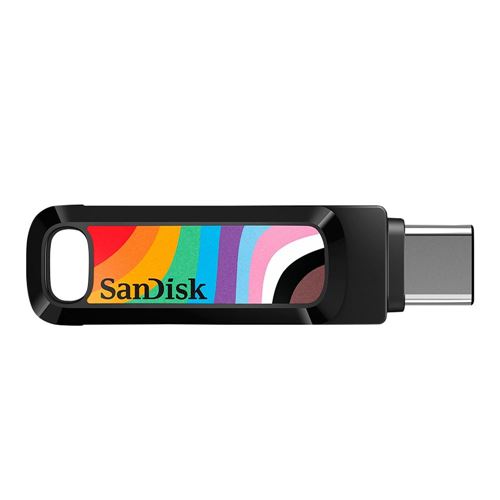 Sandisk 128GB Dual Drive Go SuperSpeed+ USB 3.2 (Gen 1) Flash Drive - Rainbow Pride Editio — vista 1