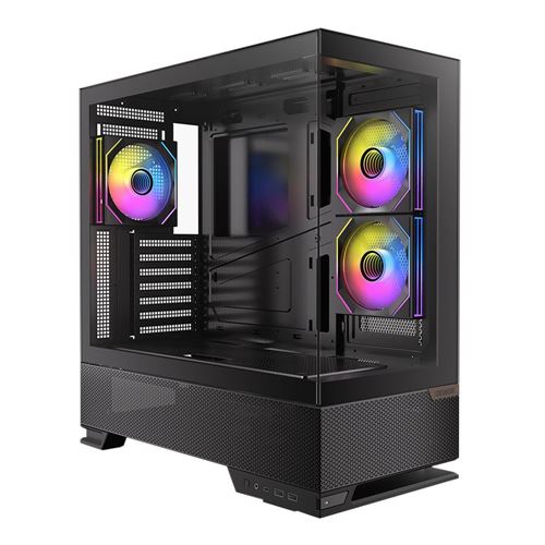 Okinos Aqua 6 infinity Tempered Glass ATX Mid-Tower Computer Case - Black — vista 1