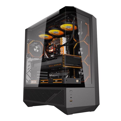 darkFlash DY460 Tempered Glass ATX Mid-Tower Computer Case - Black — vista 1