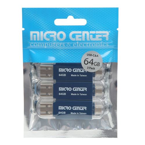Micro Center 64GB Dual SuperSpeed USB 3.2 (Gen 1) Flash Drive - Blue (3 Pack) — vista 2
