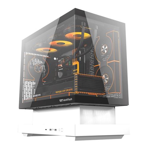 darkFlash FLOATRON F1 Tempered Glass microATX Mid-Tower Computer Case - Black/White — vista 2