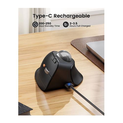 EM05 NL Ergonomic Vertical Wireless Trackball Mouse — vista 2