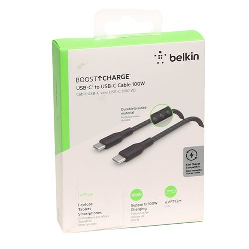 Belkin BoostCharge 100W Braided USB Type-C Braided Cable (Black) - 2 Meter — vista 2