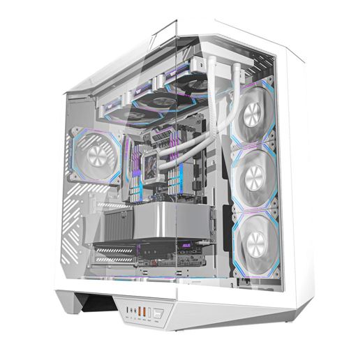 darkFlash DY470 Tempered Glass ATX Mid-Tower Computer Case - White — vista 2