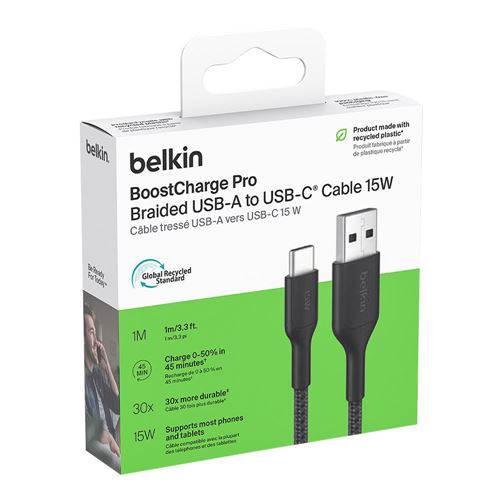 Belkin USB Type-A to USB Type-C 2.0 Cable (Black) - 1 Meter — vista 2
