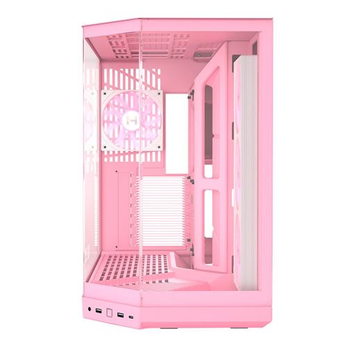 HYTE Y50 RGB Essential Aesthetic Tempered Glass ATX Mid-Tower Computer Case - Strawberry M — vista 2