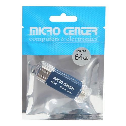Micro Center 64GB Dual SuperSpeed USB 3.2 (Gen 1 Type-A/Type-C) Flash Drive - Blue — vista 2