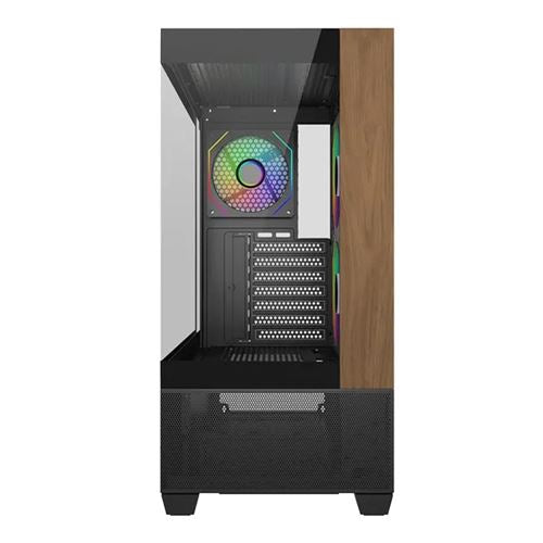 Cooler Master Elite 690 Wood Tempered Glass ATX Mid-Tower Computer Case - Black — vista 2