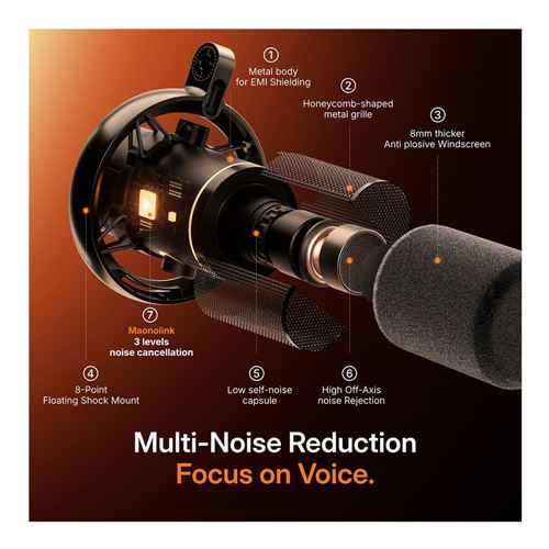 maono PD200W Hybrid Podcasting Dynamic Microphone - Black — vista 2