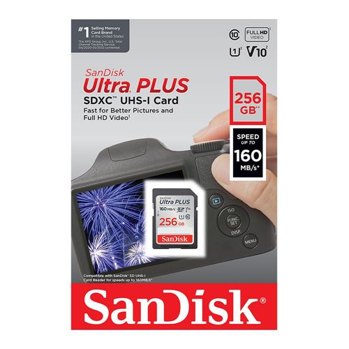 Sandisk 256GB Ultra PLUS SDXC Class 10 / U1 / UHS-1 / V10 Flash Memory Card — vista 2