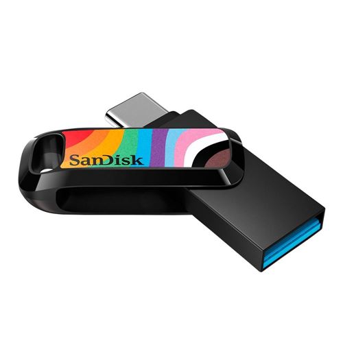 Sandisk 128GB Dual Drive Go SuperSpeed+ USB 3.2 (Gen 1) Flash Drive - Rainbow Pride Editio — vista 2