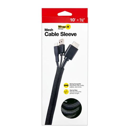 Wrap-It Mesh Cable Sleeve - 10' x 0.5" (Black) — vista 2
