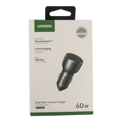 UGreen 50W Dual USB-C Type Car Charger — vista 2