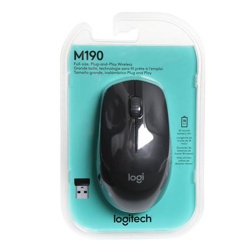 Logitech M190 Full-Size Wireless Mouse - Charcoal — vista 2
