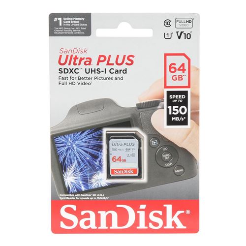 Sandisk 64GB Ultra PLUS SDXC Class 10 / U1 / UHS-1 / V10 Flash Memory Card — vista 2