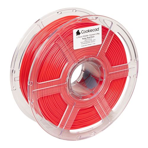 Cookiecad 1.75 mm TPU 3D Printer Filament 1.0 kg (2.2 lbs.) Spool - Ruby Red Elixir — vista 3