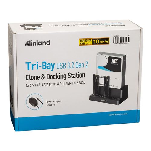 Inland 3 Bay Tool free Type C Docking Station/Duplicator for 3.5"/2.5" SATA HDD /SSD and N — vista 3