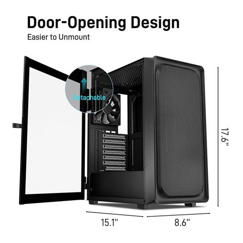 DARKROCK EC2 Tempered Glass ATX Mid-Tower Computer Case - Black — vista 3