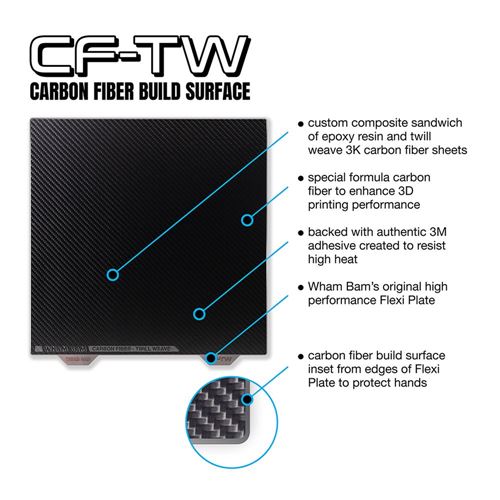Wham Bam 258 x 258 Carbon Fiber Build Surface on a Spring Steel Flexi Plate — vista 3
