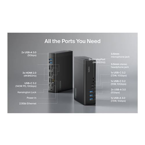 Belkin Universal 16-Port Triple Display USB-C Dock — vista 3