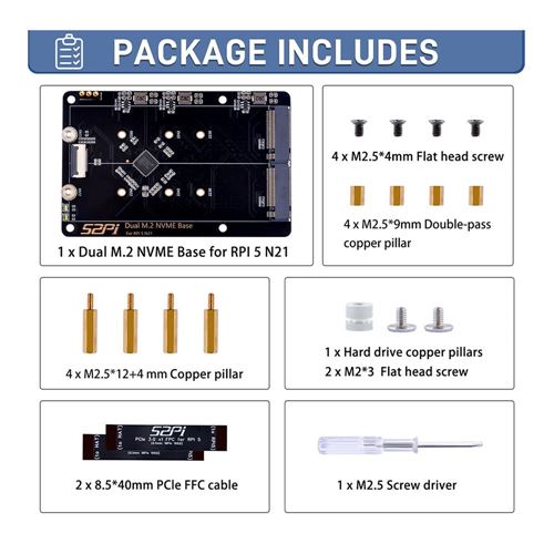52Pi N21 Dual 2280 NVMe base for Raspberry Pi 5 — vista 3