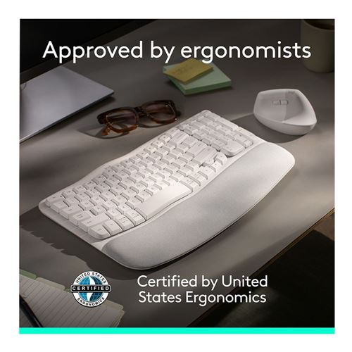 Logitech Wave Keys Ergonomic Wireless Keyboard - Off-White — vista 3