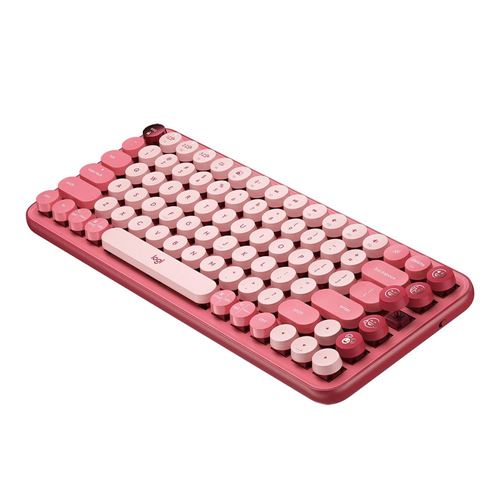 Logitech POP Keys Wireless Mechanical Keyboard With Emoji Keys - Heartbreak Rose — vista 3