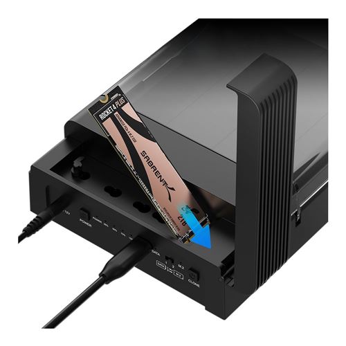 Sabrent USB Type C Lay Flat Docking Station for M.2 PCIe NVMe SATA 2.5'"/3.5" SSD & HDD wi — vista 3
