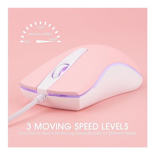 Riitek RM105 Wired Mouse Pink — vista 3